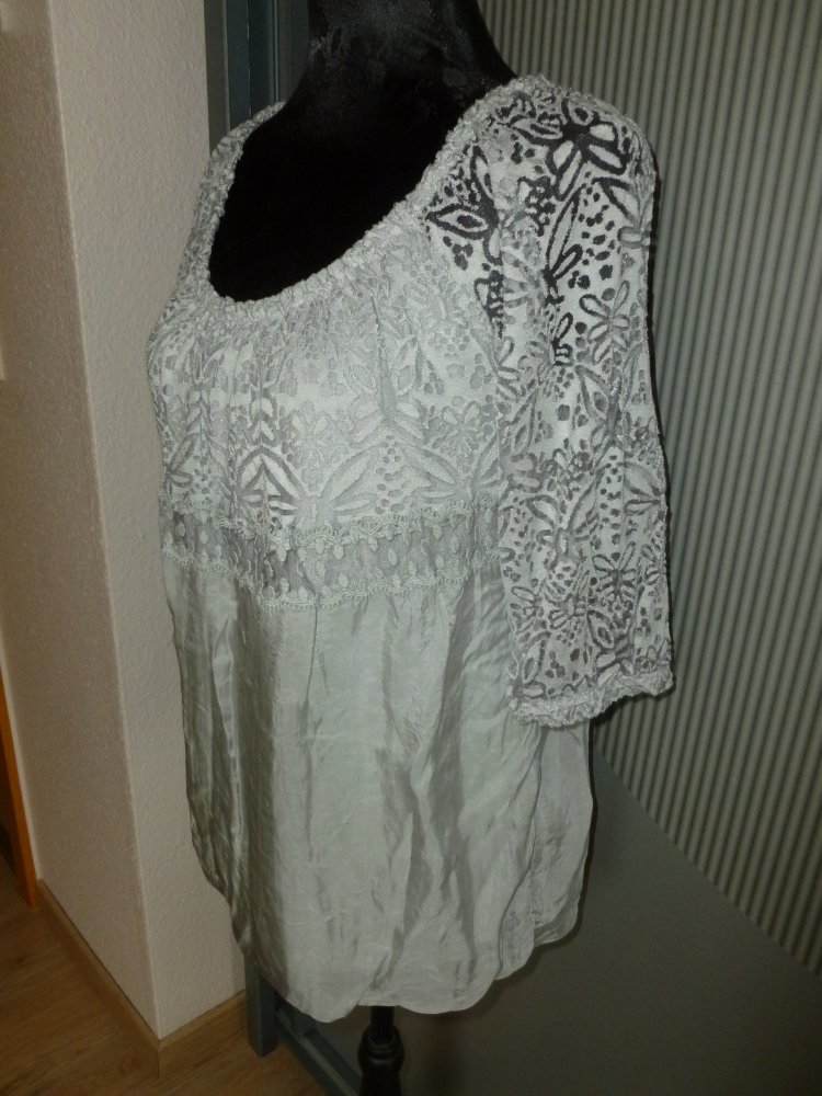 Shirt grau Spitze Made in Italy