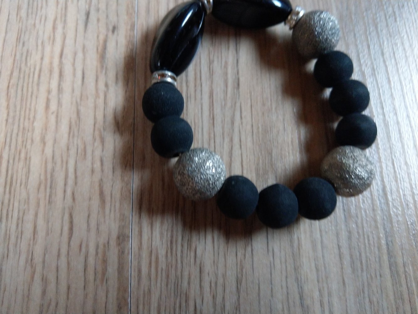 Armband schwarz silber uni