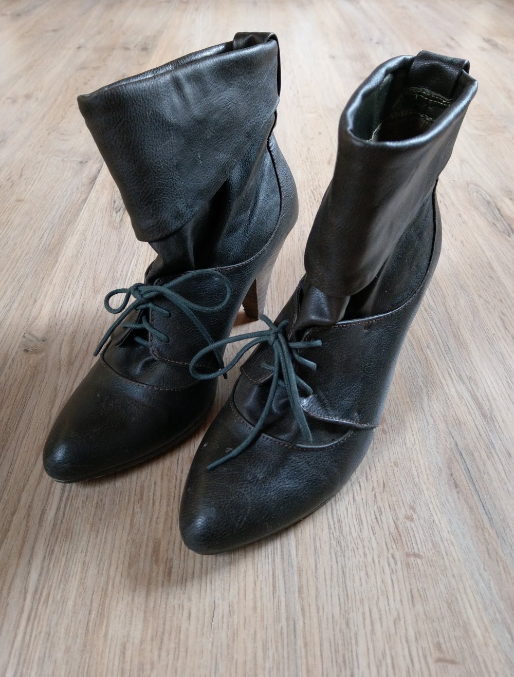 Stiefeletten Schnürschuhe dunkelbraun Leder Polink