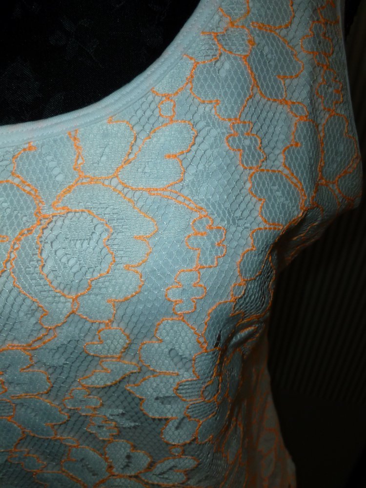 Top Shirt weiß Spitze orange Street One