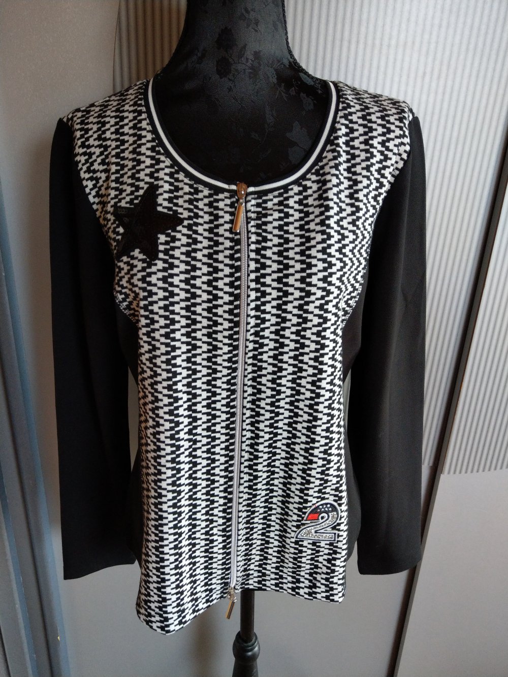 Jacke Strickjacke schwarz weiß estelle jolie 