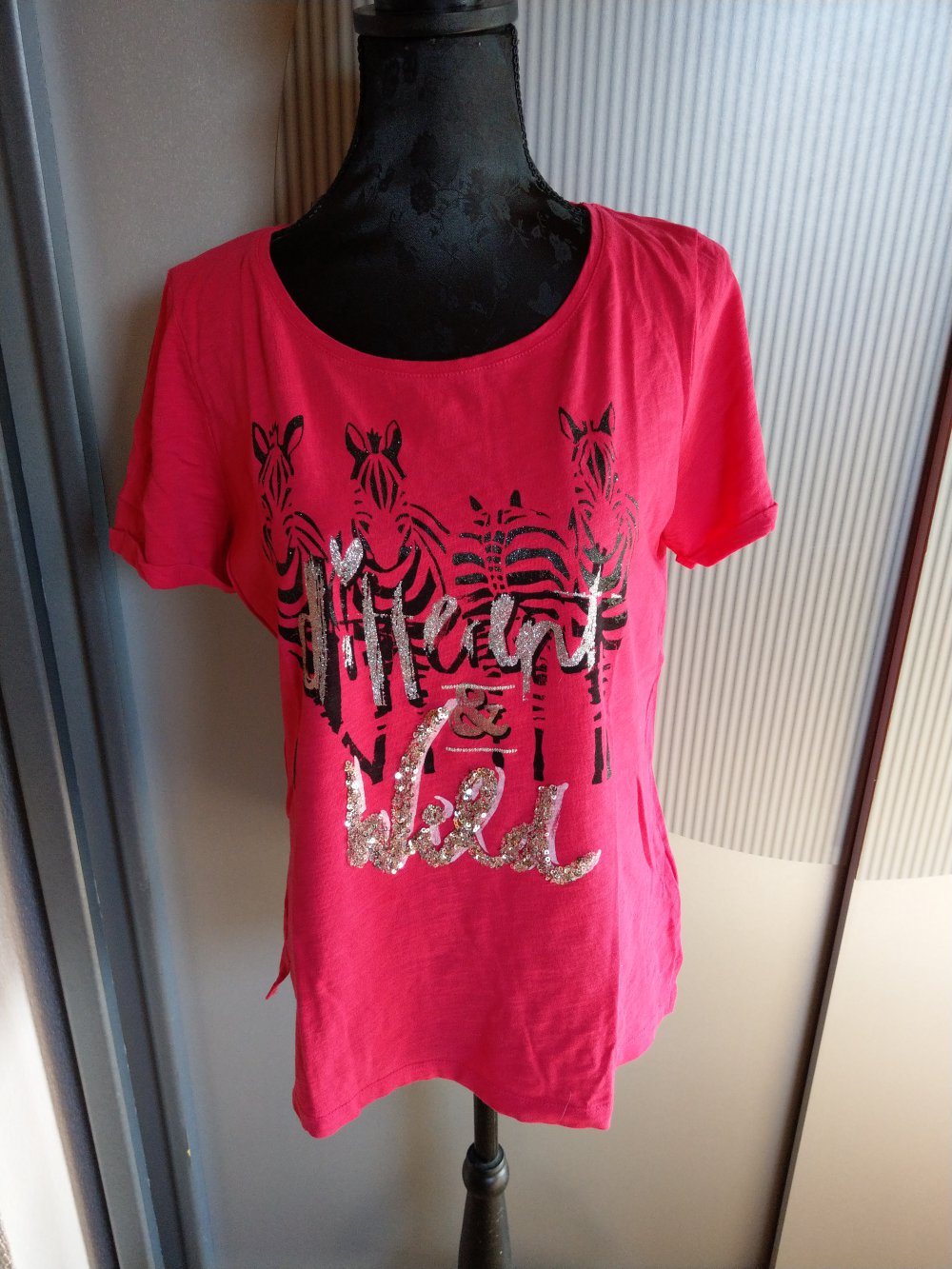 T-Shirt pink Zebra Pailletten Street One