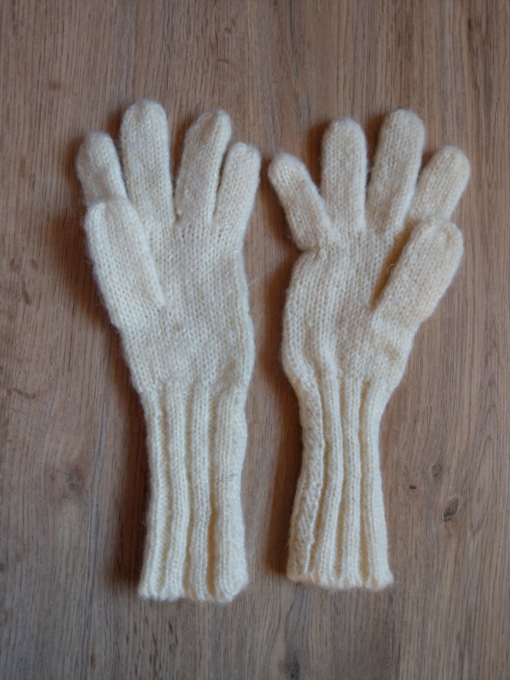Handschuhe Strick weiß beige 