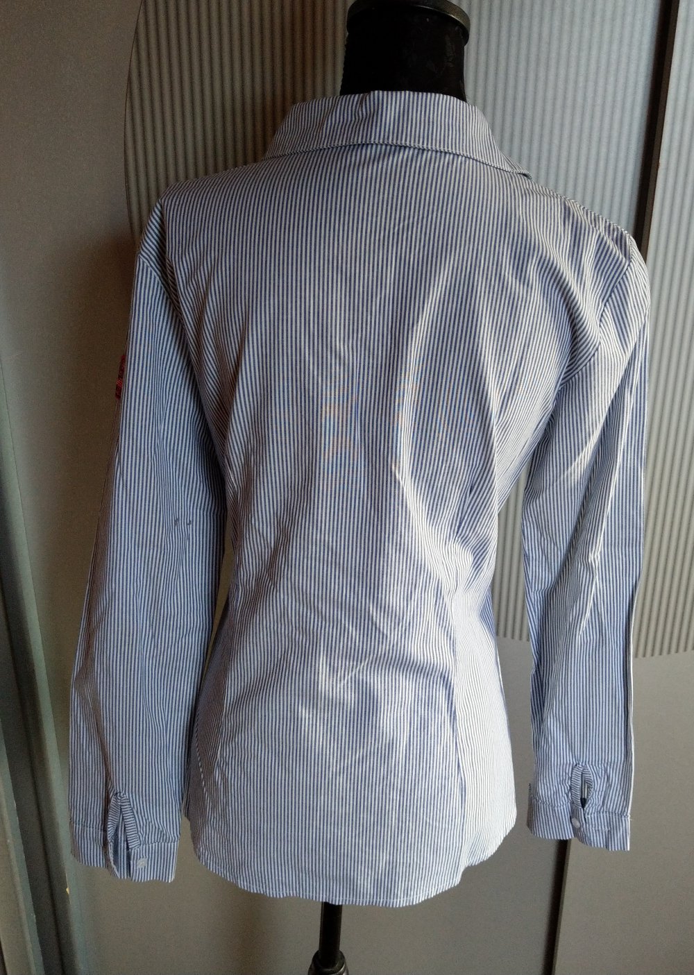 Bluse Shirt blau weiß gestreift Pailletten Made in itlay 
