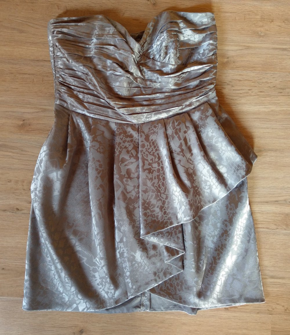 Kleid schulterfrei Bandeaukleid silber grau H&M