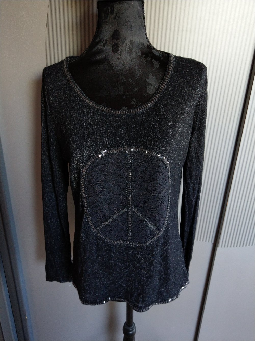 Shirt grau Peace Pailletten V. Milano