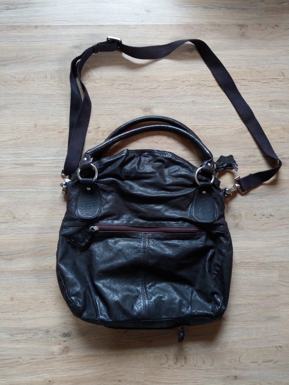 Handtasche dunkelbraun Leder 