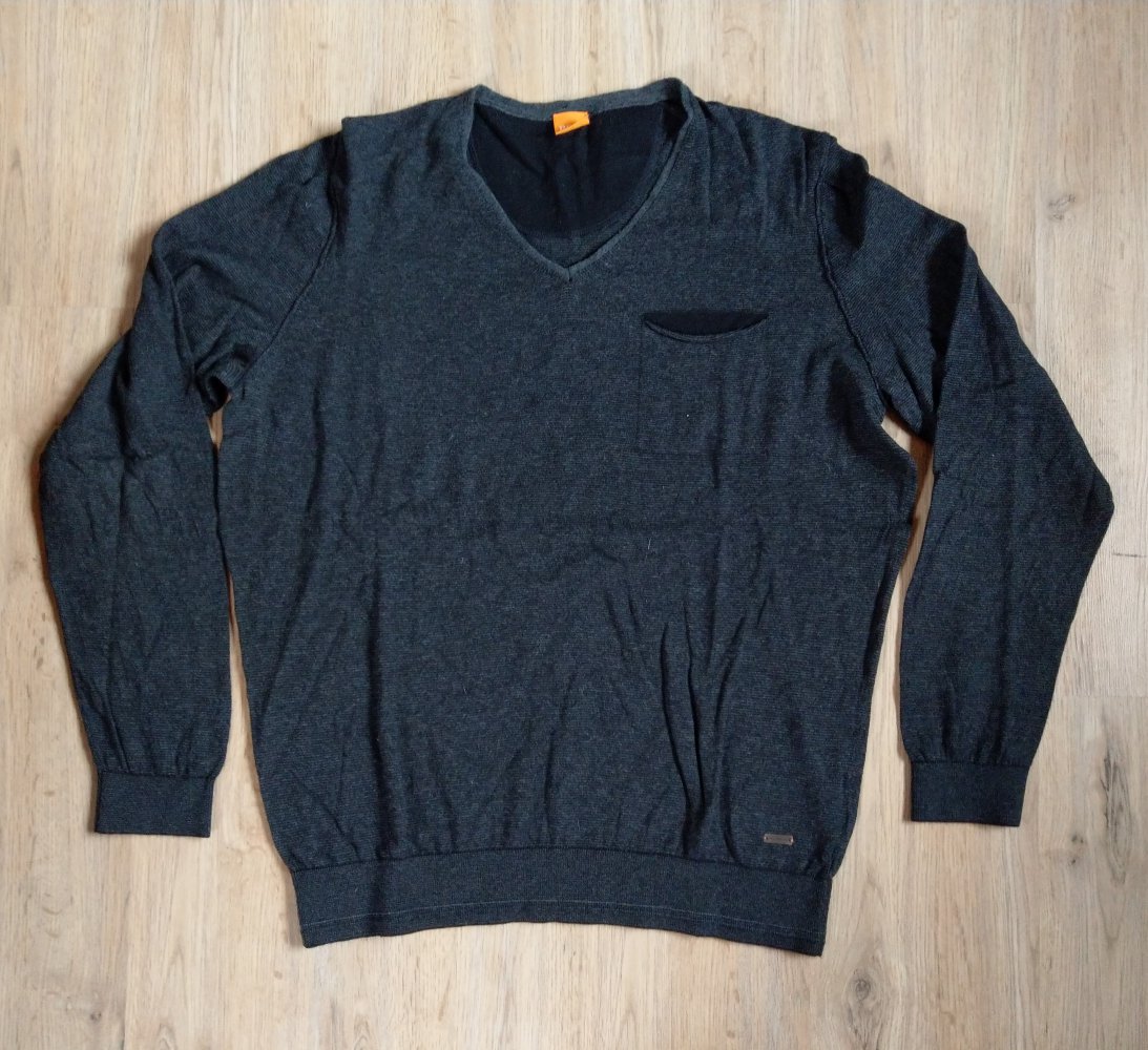 Shirt Strickpullover Pullover grau Hugo Boss 