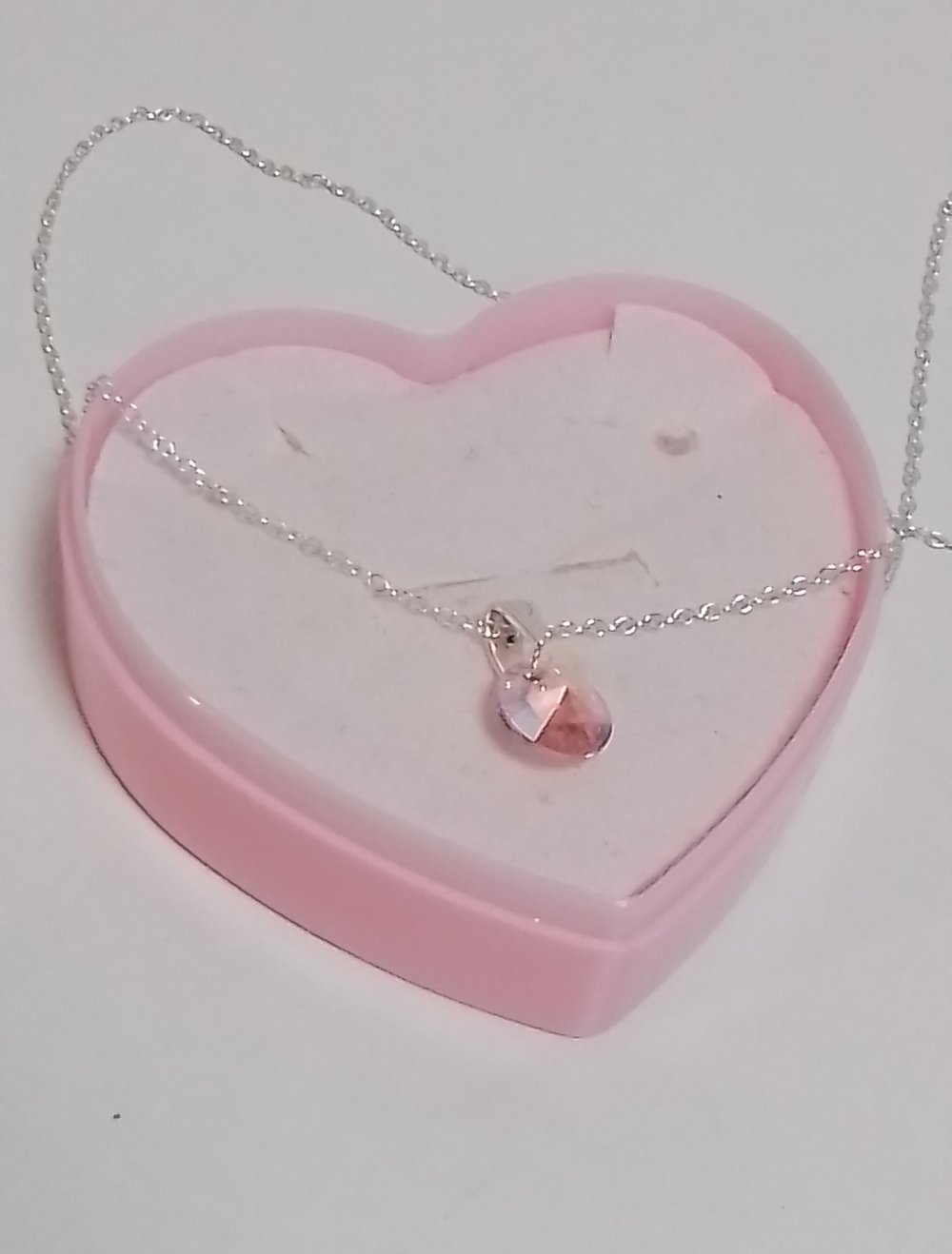 Echt Silber Halskette mit rosa Stein / 43cm