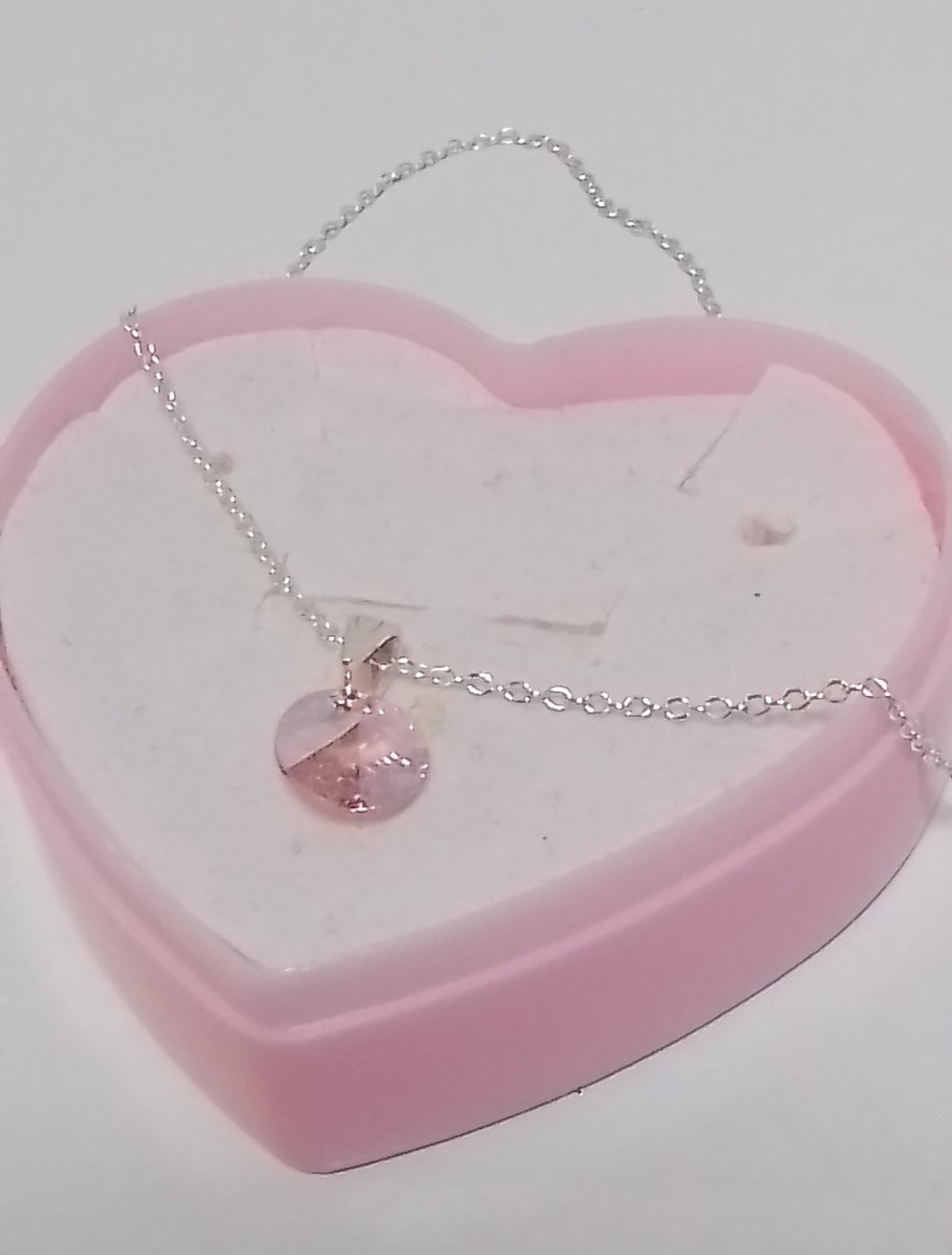Echt Silber Halskette mit rosa Stein / 43cm