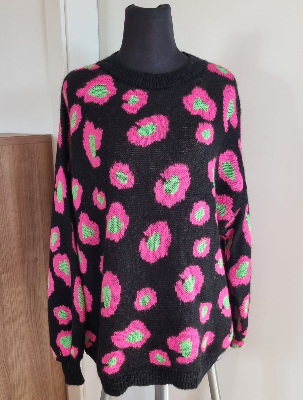 Strickpullover schwarz/pink