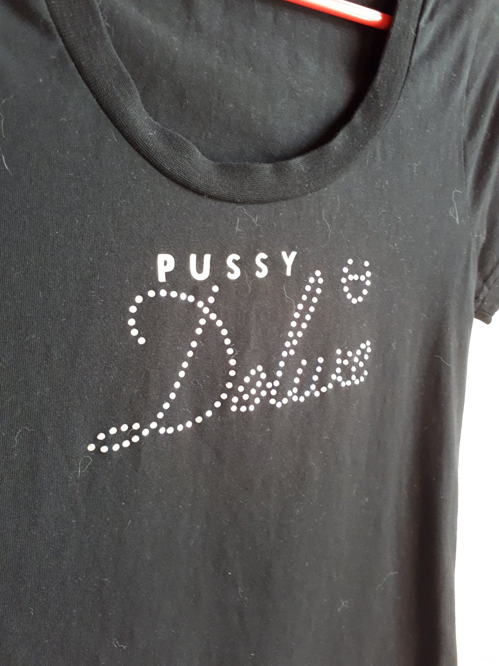 M, Pussy Deluxe Shirt, schwarz, Glitzer, Strass