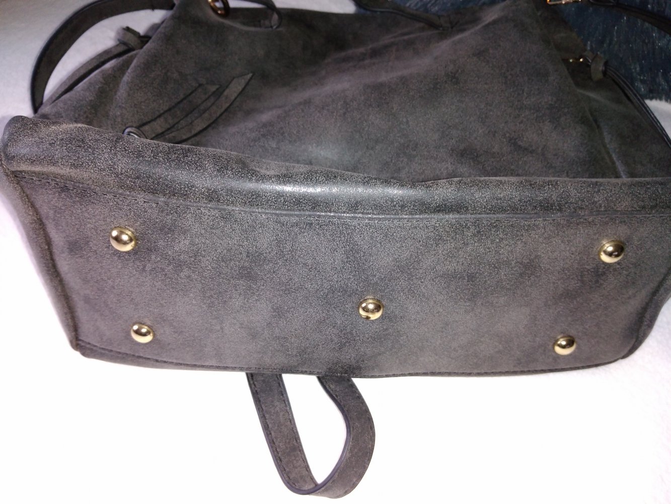 Neuwertige Handtasche, Nubukleder, grau, Shopper, Umhängetasche