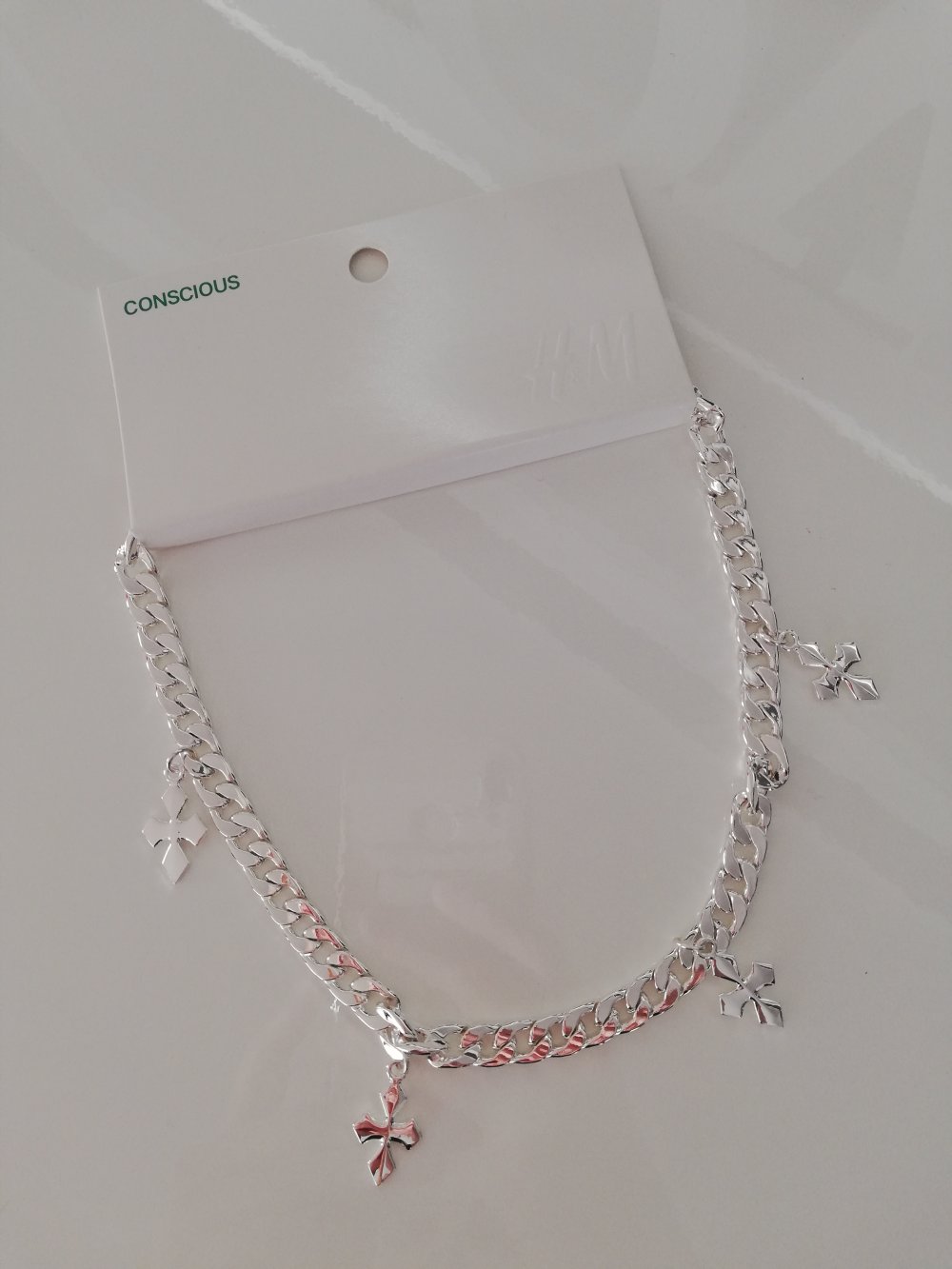 Kette H&M silber Gliederkette  Kreuz Kreuze Anhänger Charms