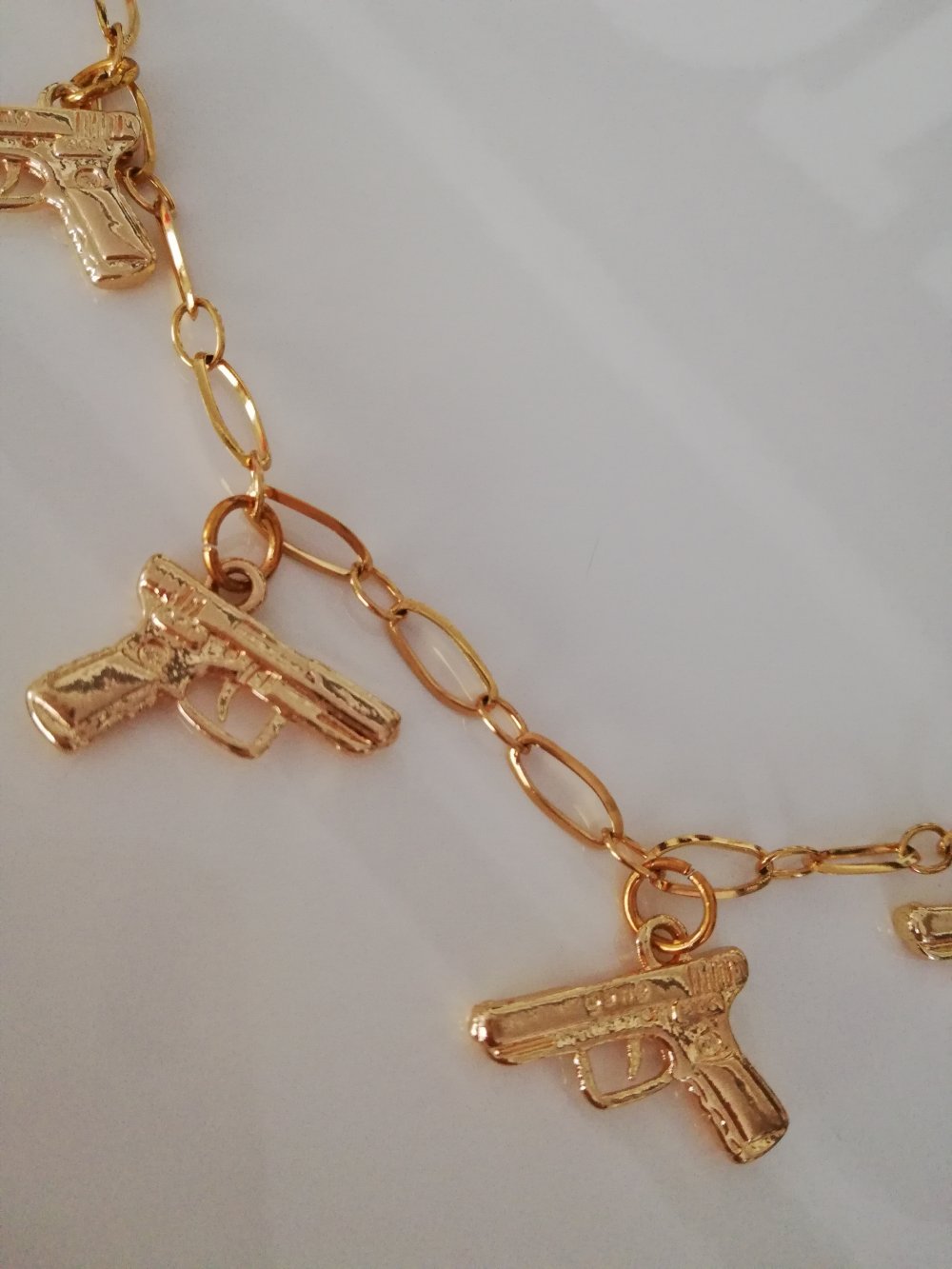 Kette Gold Pistole Gun Gliederkette 
