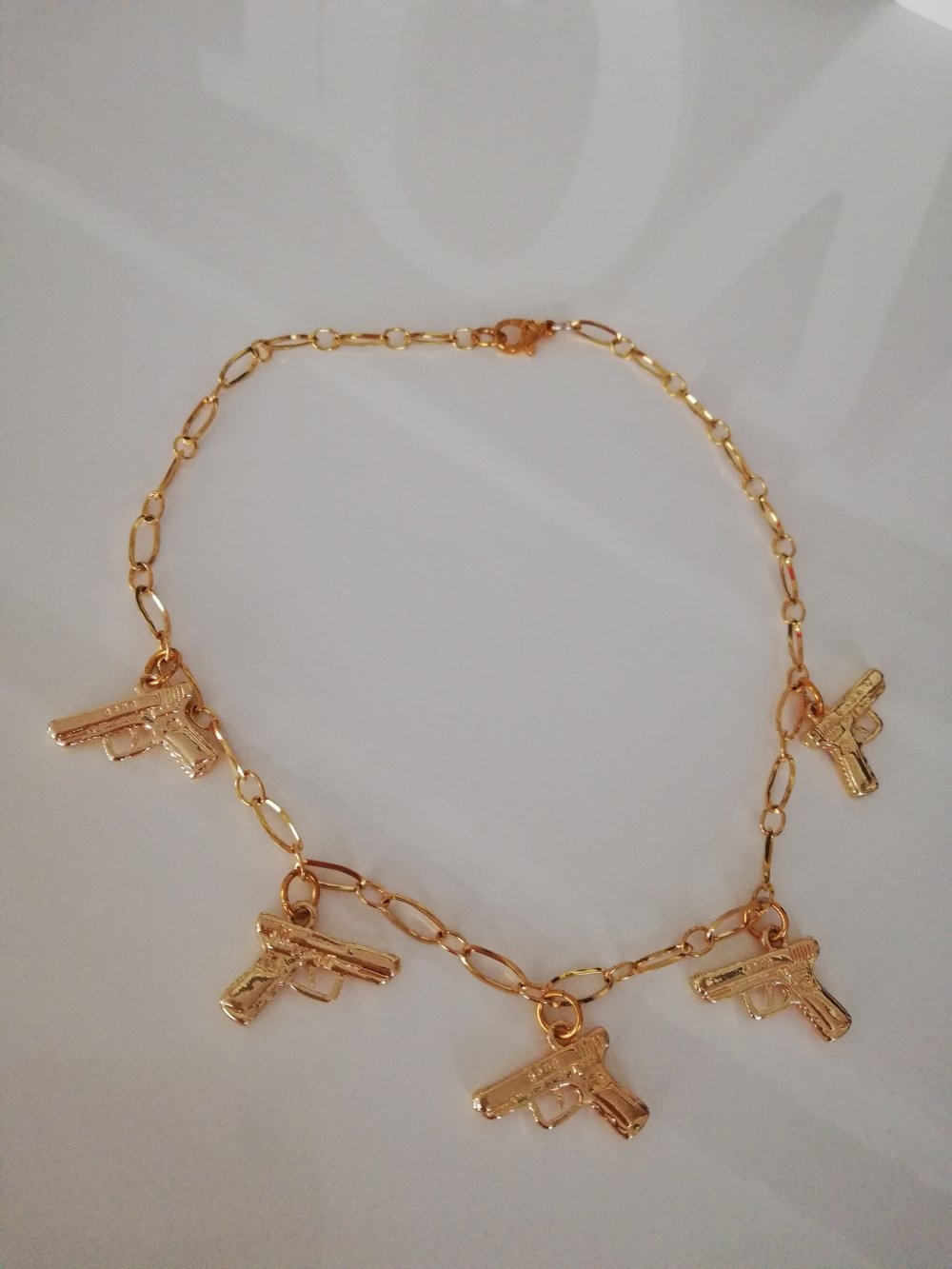 Kette Gold Pistole Gun Gliederkette 