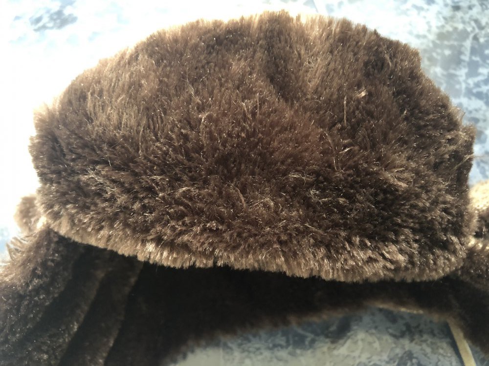 Wintermütze Pilotenmütze mit Kunstfell braun