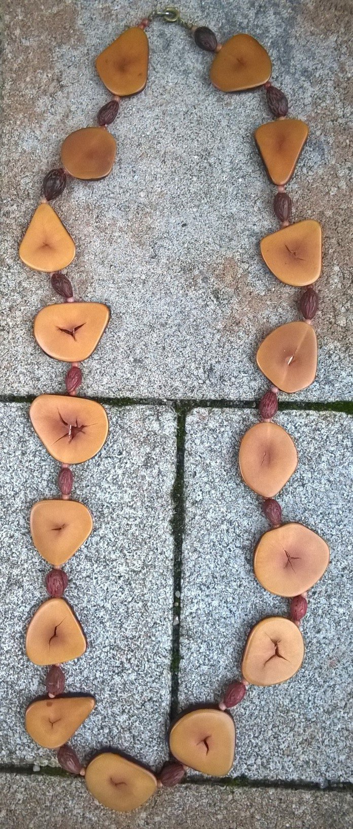 Hippie-Kette 60er 70er cognac braun wein rot TRUE VINTAGE 