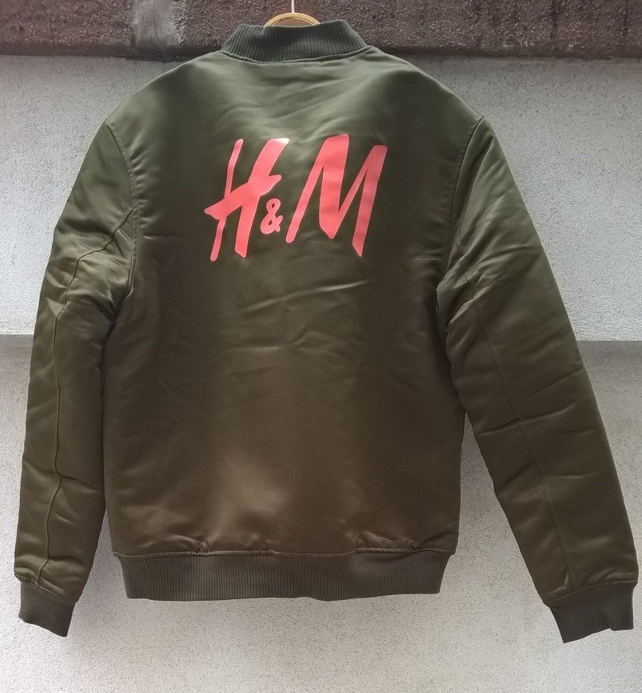 HERREN BOMBERJACKE Gr. L von H&M STUDIO AW14 khaki grün rar PILOTEN NEU Winter