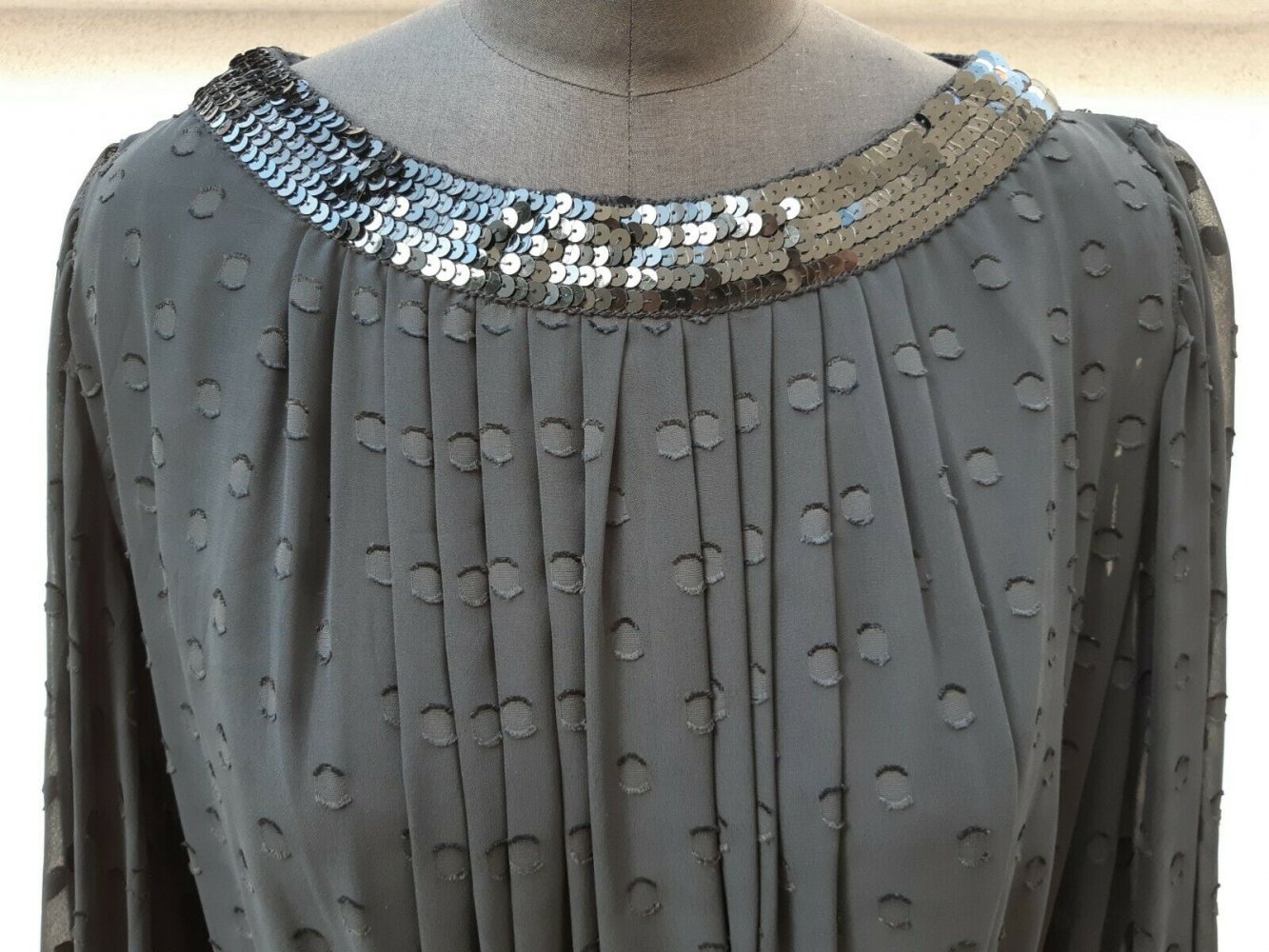 KLEID FINK MODELL Gr. 42 Gr. 44 SCHWARZ DESIGNER Vintage 70er TOP