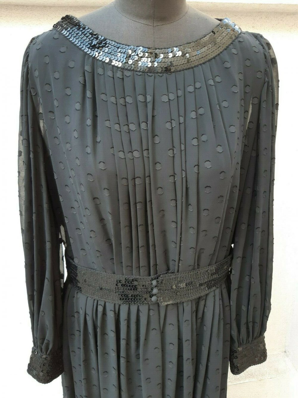 KLEID FINK MODELL Gr. 42 Gr. 44 SCHWARZ DESIGNER Vintage 70er TOP