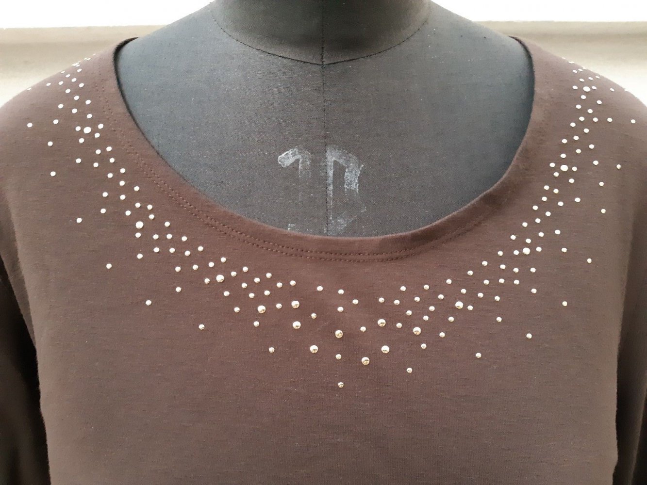 OBERTEIL LANGARM Gr. 42 Gr. 44 dunkelbraun Nietendeko