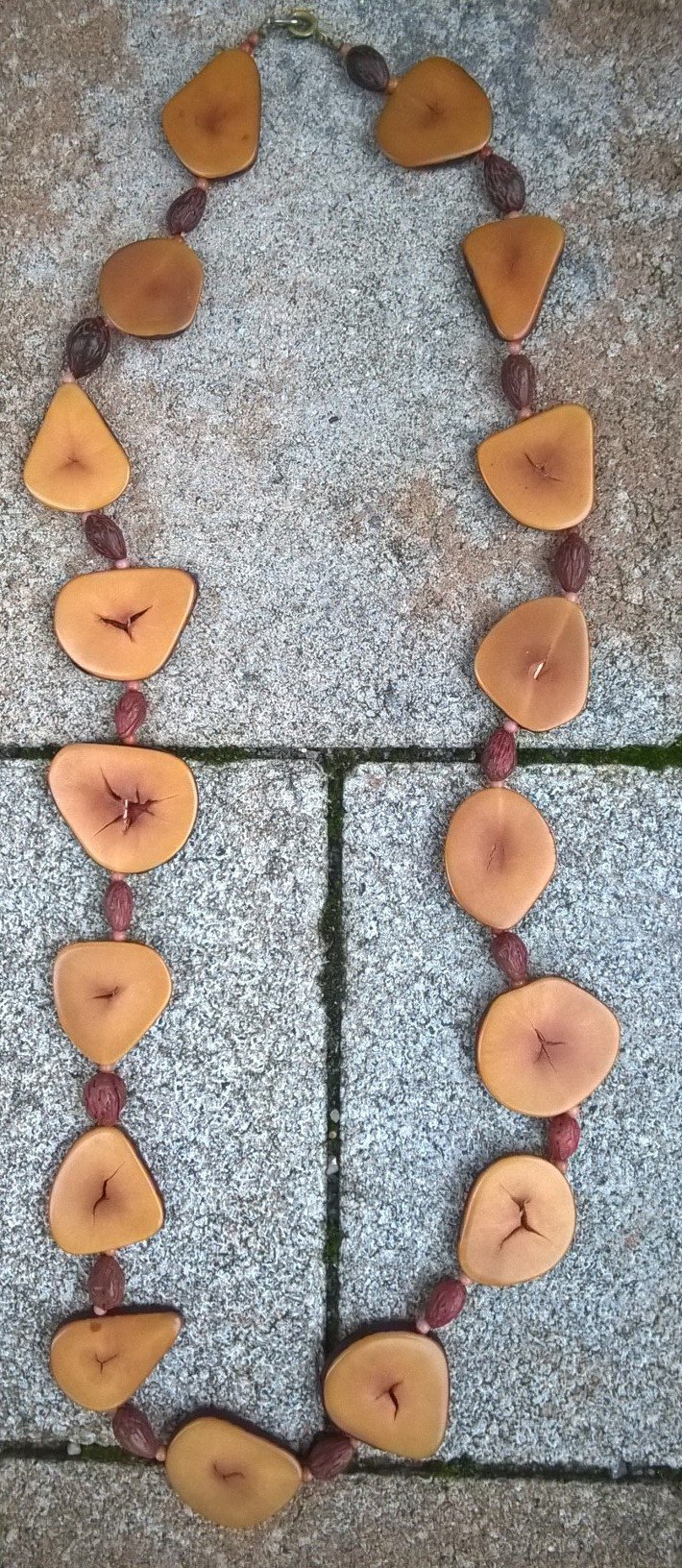 Hippie-Kette 60er 70er cognac braun wein rot TRUE VINTAGE 