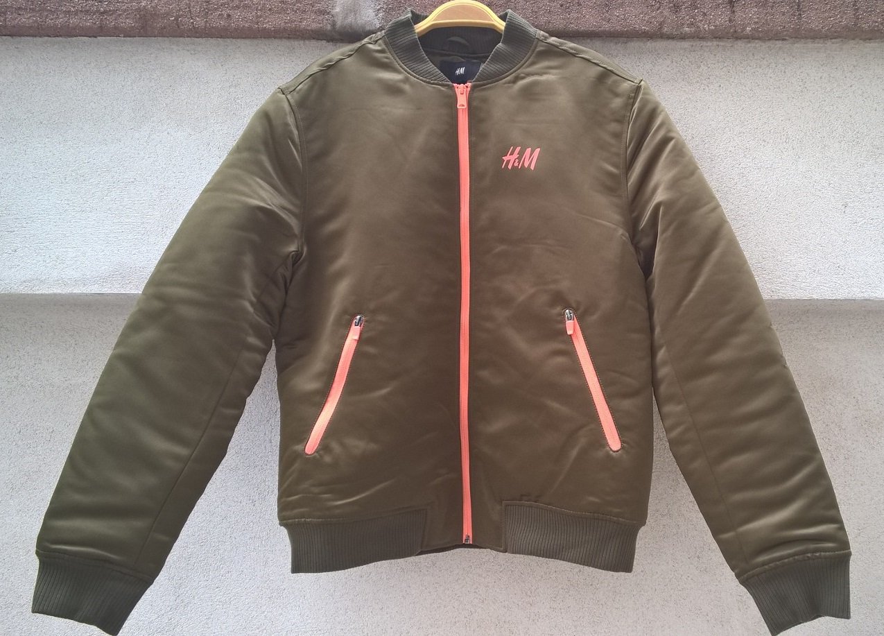 HERREN BOMBERJACKE Gr. L von H&M STUDIO AW14 khaki grün rar PILOTEN NEU Winter
