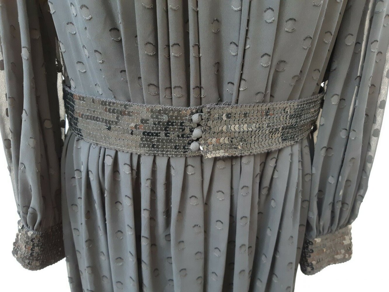 KLEID FINK MODELL Gr. 42 Gr. 44 SCHWARZ DESIGNER Vintage 70er TOP