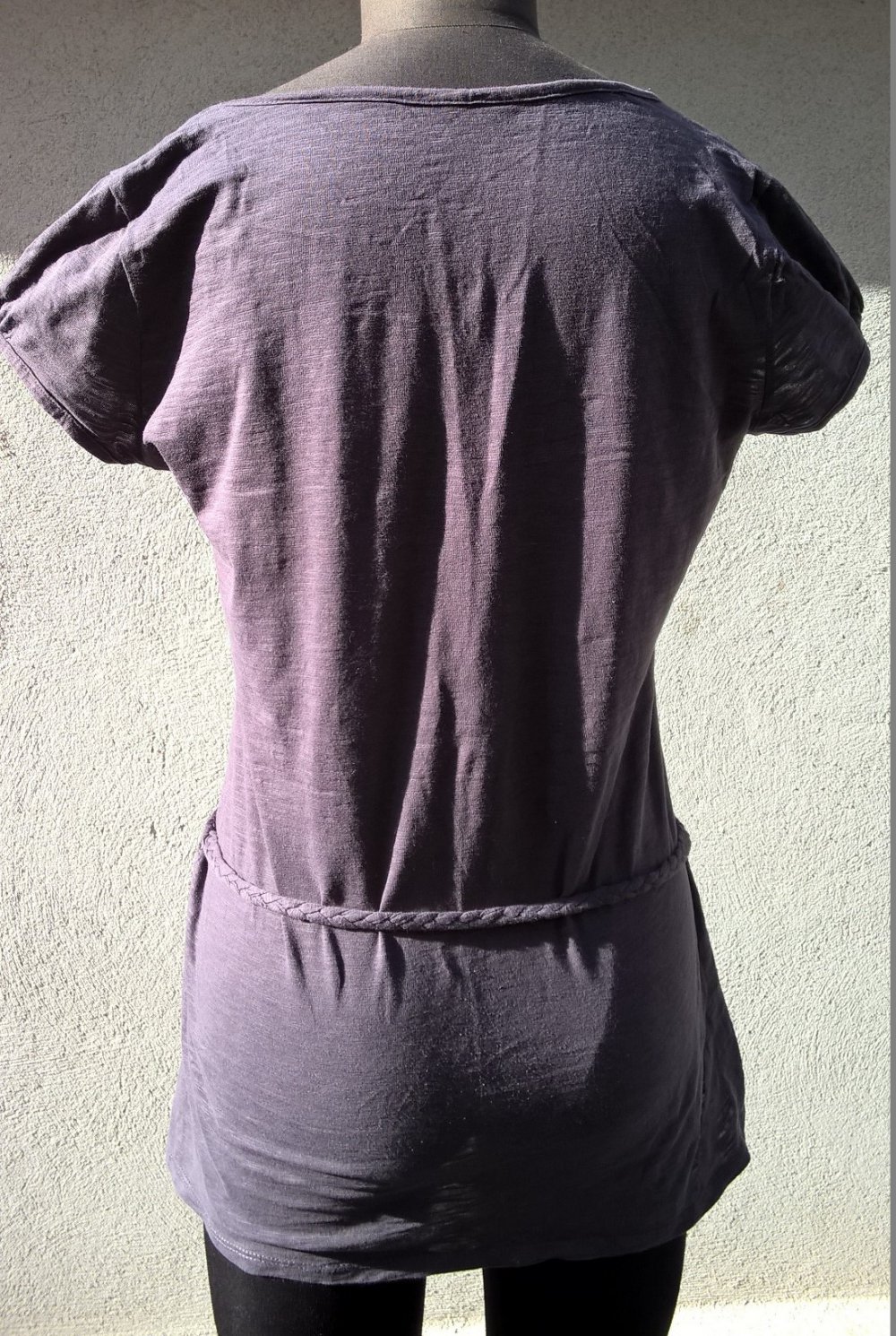 OBERTEIL SHIRT BLUSE Gr. 40 Gr. 42 GRAU DUNKELGRAU KURZARM BAUMWOLLE 