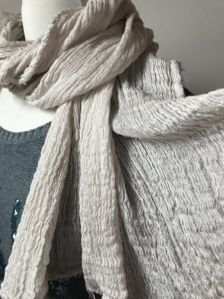 Fransenschal Scarf Cremebeige Krinkle Schal Tuch Usedlook 