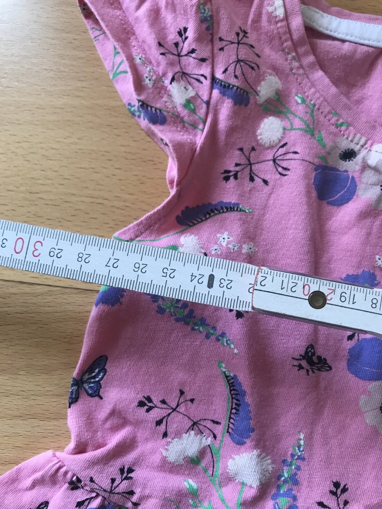 Mädchen Kleid Shirt rosé Blümchen Kurzarm Body Kleidchen 122 Jersey Schlupfkleid  Sommerkleid Tellerrock
