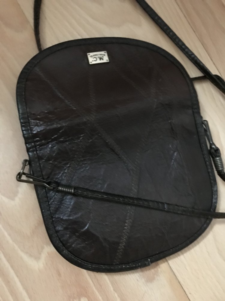 Tasche Umhängetasche Sachet Bag M.C.Patchwork braun Vintage 80ies y2k Retro Halfmoon Classic Marc Chantal 