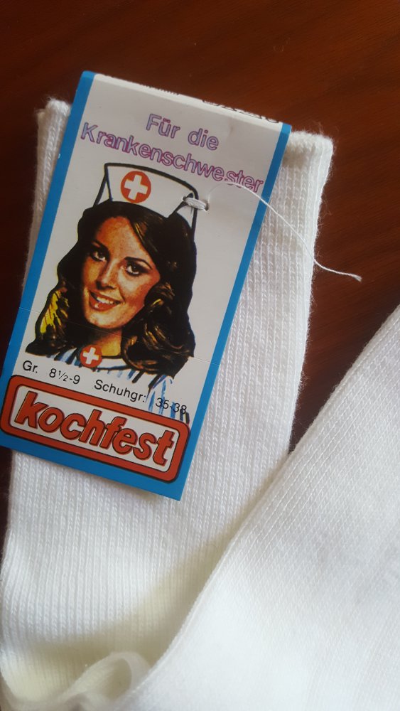 Socken, Nurs, Schwesterntracht, y2k Retro Feinstrick Socken Arbeitskleidung, Baumwolle Gr. 35-38 Strümpfe  weiß Vintage_lover Kostüm, Krankenschwester