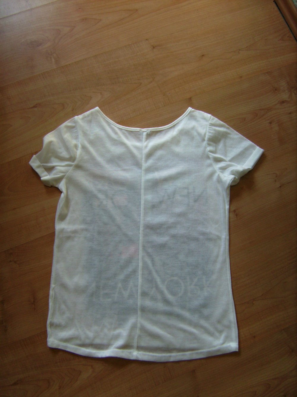 Shirt New York XS/S T-shirt Printdruck Glam Inprint Fotodruck Skyline 36/38 weiß semitransparent Kurzarm Fotoprint by Night