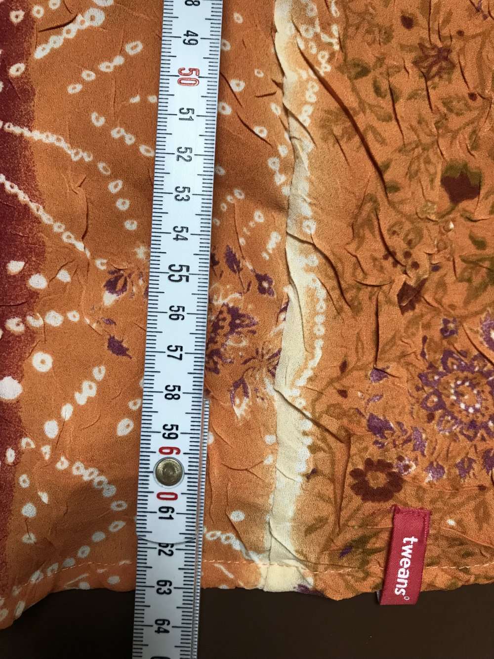 Ethno Bluse Kimono Knüpfbluse 46 Knotenbluse Ibizastyle  Wickelbluse Hemd Orangebraun wandelbares Oberteil Krinkle Vintagelove