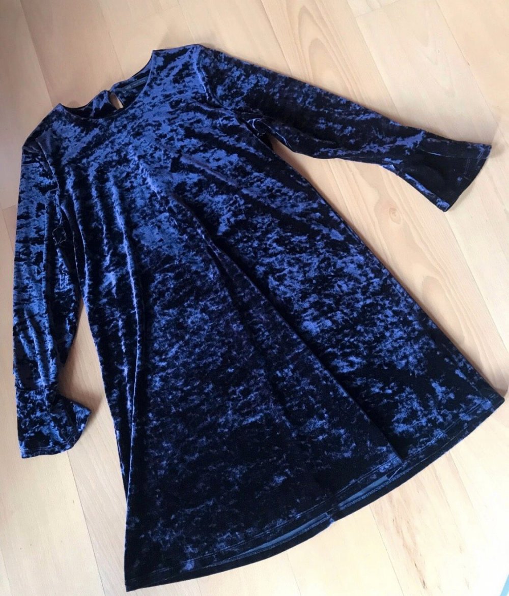 Midikleid Fantasy Larp Cocktailkleid  Samt UK 44/46 Gothic A-Linie Festlich Kostümkleid London Label Volantärmel 