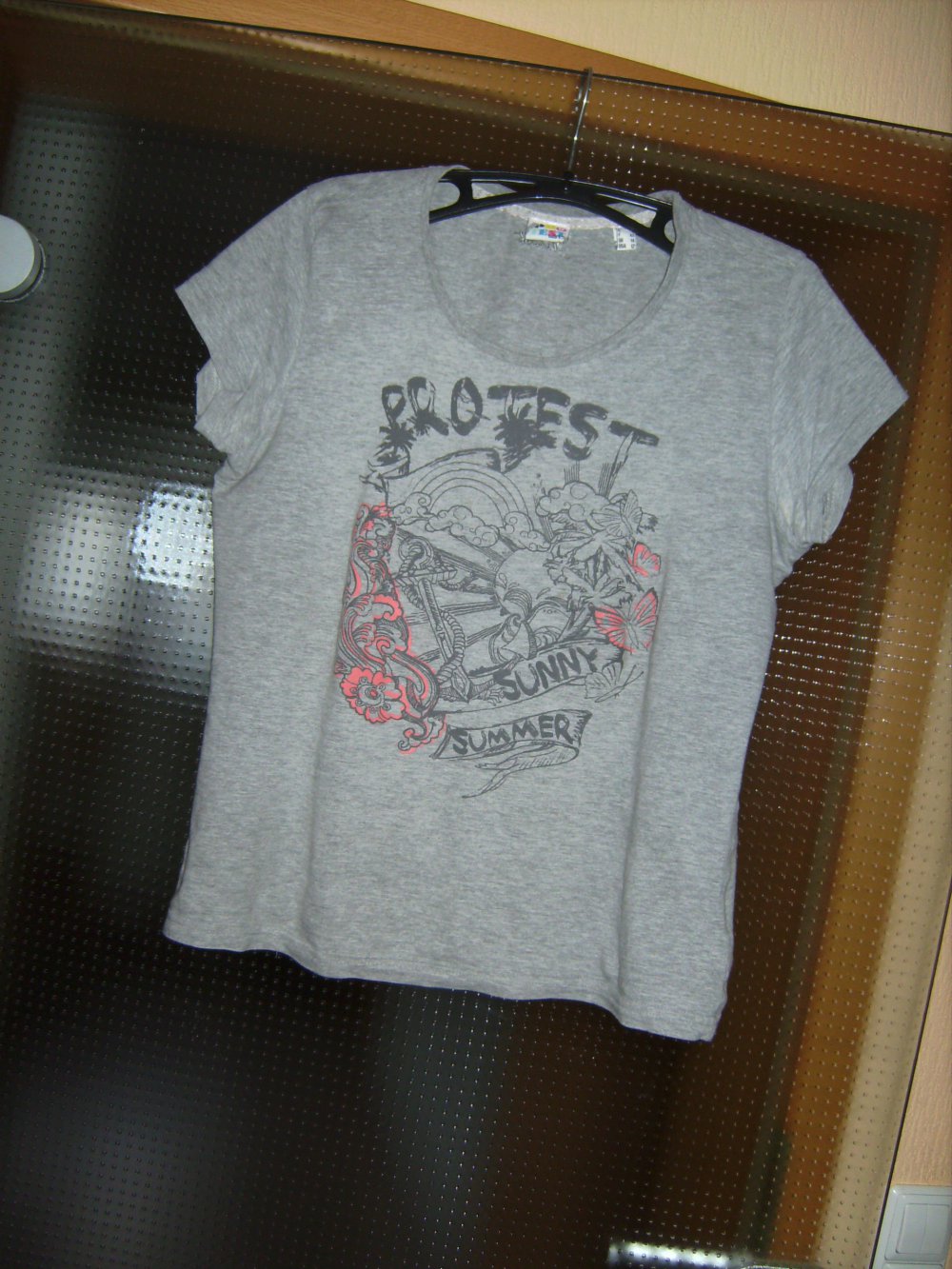 T-shirt Sporshirt, Kurzarm, Protest, Inprint Gr. M, grau meliert, Fitness, Sunny Summer