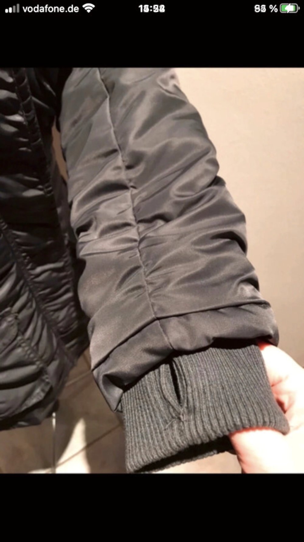 Kapuzenmantel Jacke M Taupe Anthrazit Steppjacke Cargo Style Manteljacke funktional Details lange Ärmel mit Fingerling/Fäustling Bund