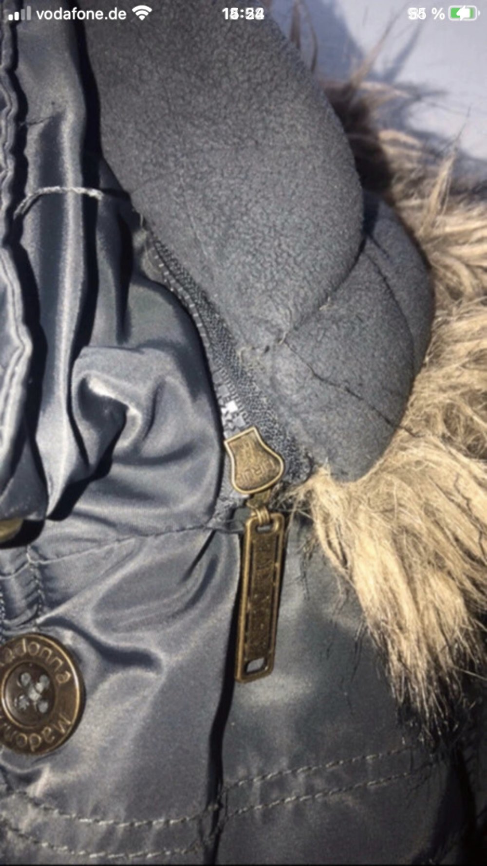 Kapuzenmantel Jacke M Taupe Anthrazit Steppjacke Cargo Style Manteljacke funktional Details lange Ärmel mit Fingerling/Fäustling Bund