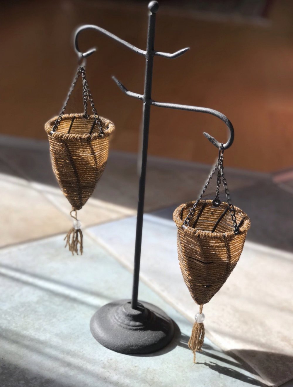 Kerzenständer Kerzenhalter Orientalisches Design Metall Deko Interieur Teelichthalter Webperlen y2k Vintage Deko Tischlicht 