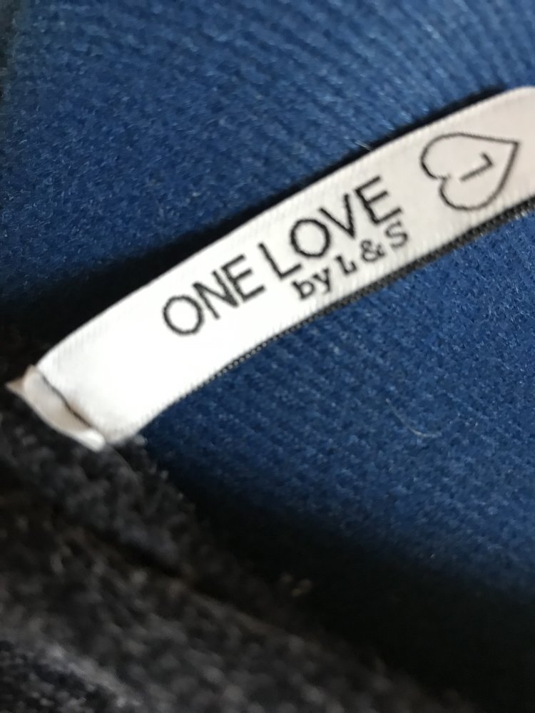 Kapuzenjacke Strickcardigan Manteljacke Kimonojacke Kapuzenshirt Weste Melange dunkelblau Italy Größe L Cardigan offen 