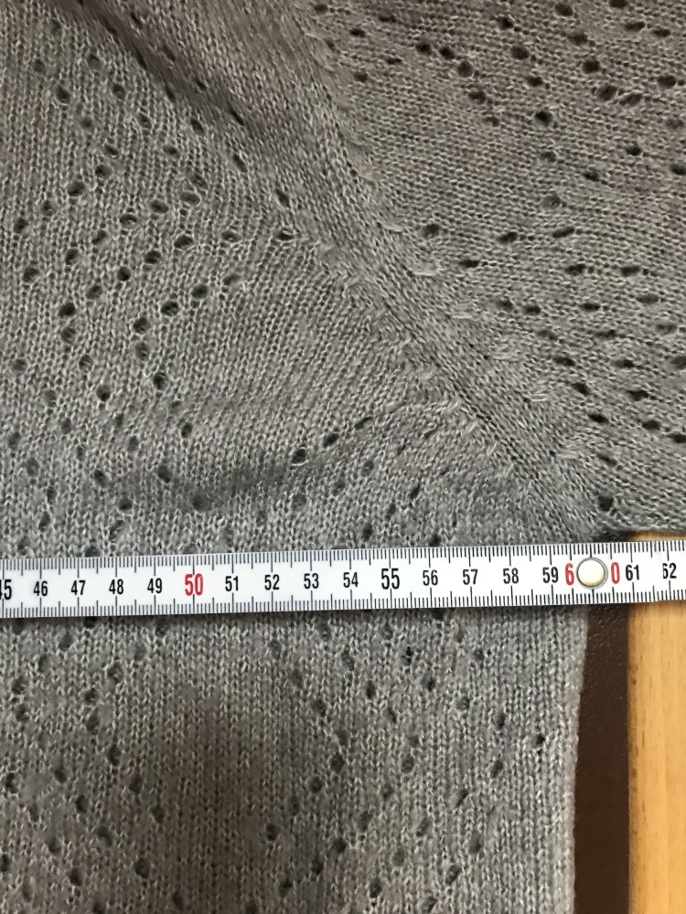 Strickjacke Kimono 44 grau Lochmuster Cardigan mit Kapuze 