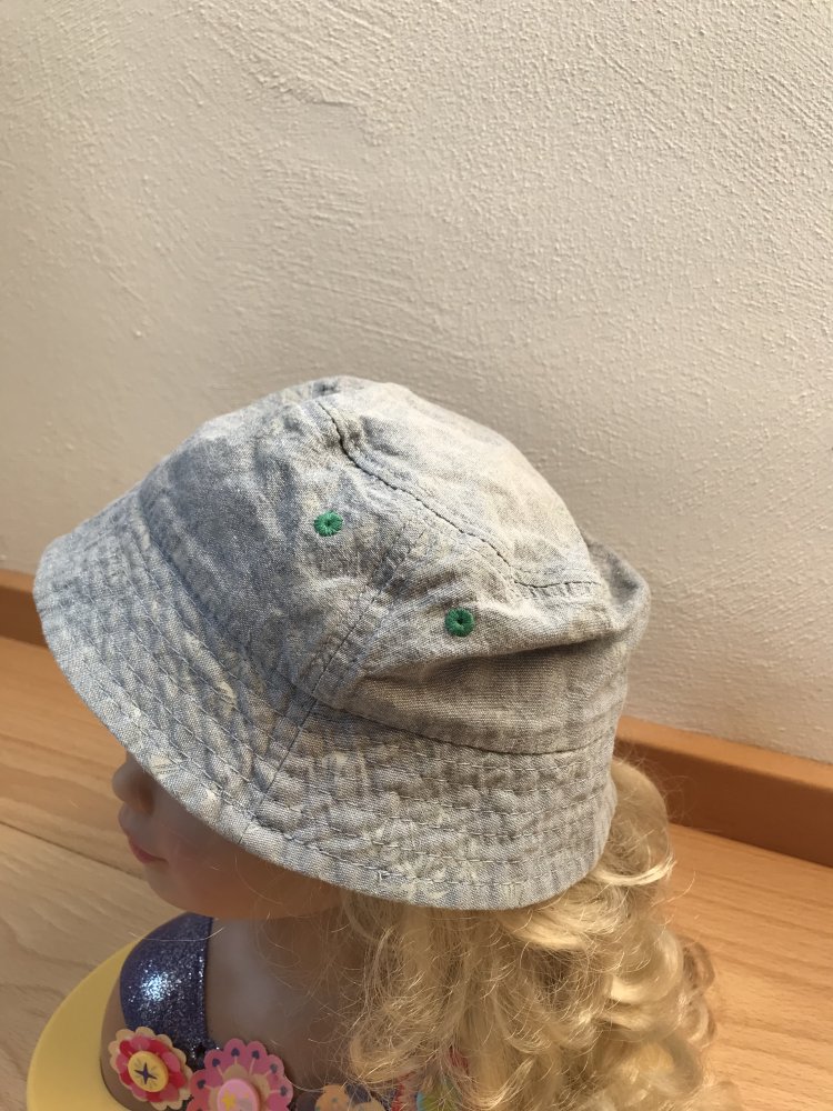 Bucket Hat Mädchen Hut Stoffhut 52/53 Girlie Fischerhut Cap Palm Hut Käppie Sommer Mütze Jeanslook Canvas Summertime Palms Beachclub