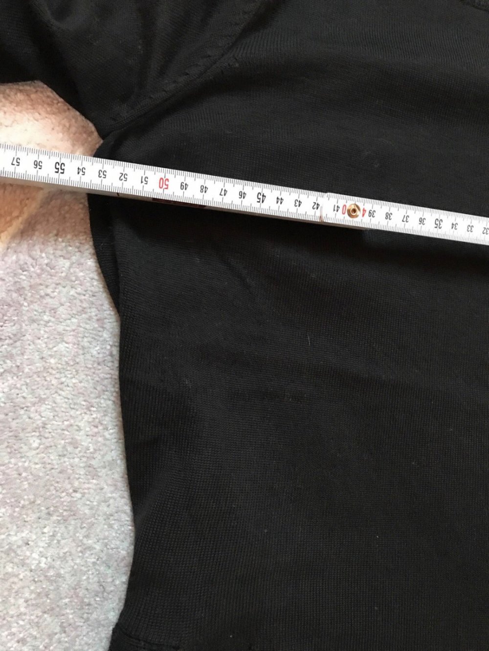 Pulli Halbarm Pullover Rüsche Volant Halfmoon Tunika Shirt Wool Figurschmeichler 42/44 Strickchic Schwarz 