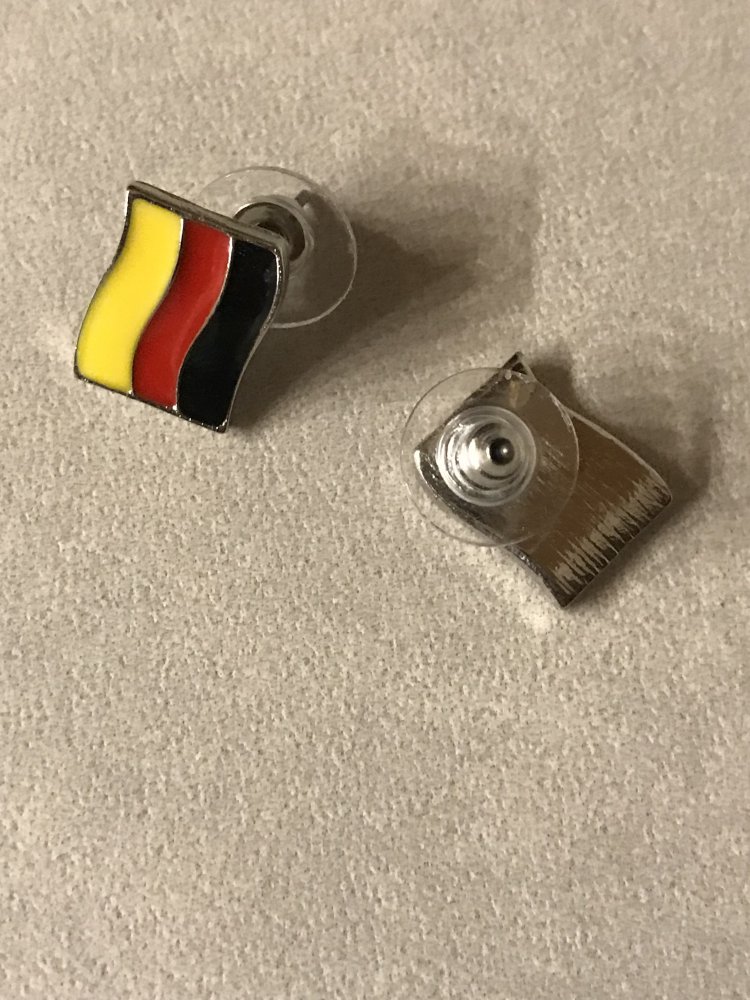 Flag Ohrstecker Pin Schwarz Rot Gold Deutschland Fahne Modeschmuck Germany Neu Ungetragen Mottoschmuck Party 