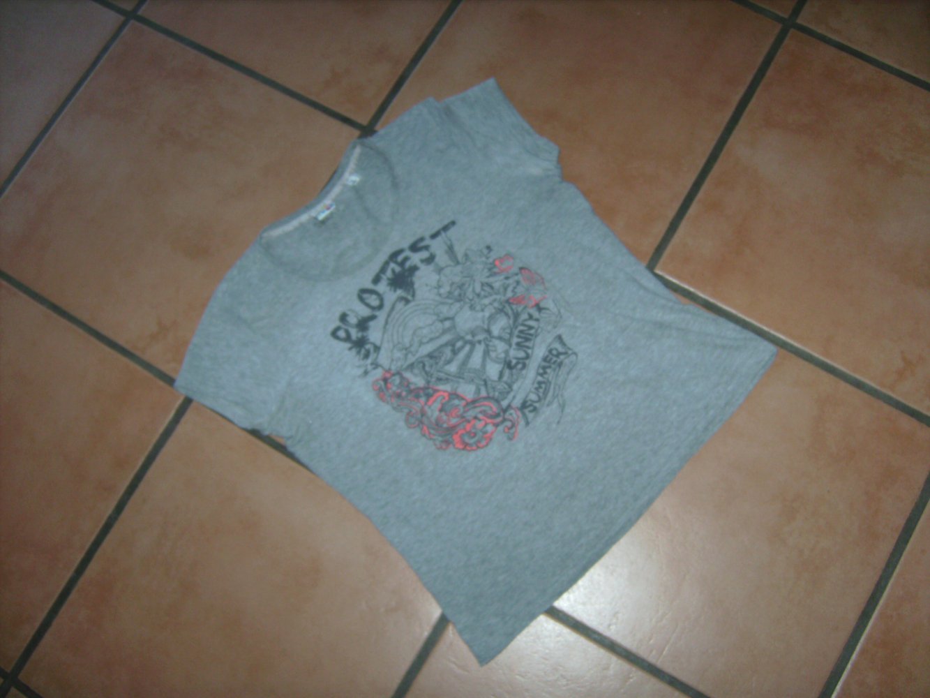 T-shirt Sporshirt, Kurzarm, Protest, Inprint Gr. M, grau meliert, Fitness, Sunny Summer