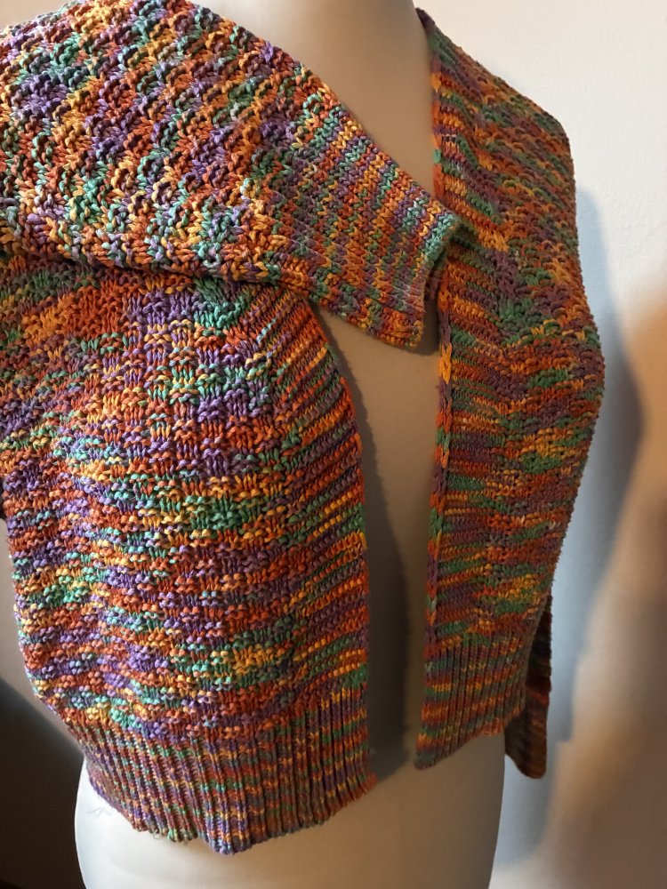 Cardigan Onesize Kurzweste Langarm Kimono 38 Strick Multicolor 