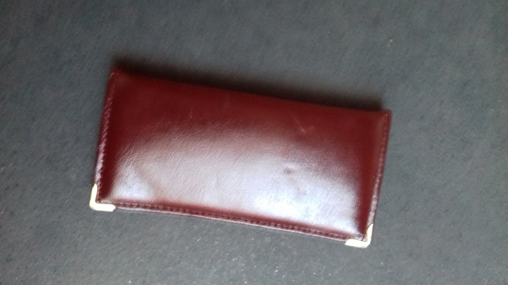 Nagel Pflege Maniküre Näh-Set Reise Tasche Vintage ungenutzt Weinrot Bag Lederlook Börse