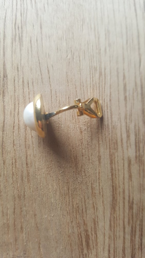 Ohrclip Perle goldfarben Ohrring Einzeln Clip Accessoire zu Stirnband Vintagedesign Granny Kostüm Schmuck Creativ Accessoire  